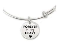 SM Design Remembrance Bracelet Memorial Bangle Grief Gift Forever in My Heart REMEMBRANCE-BANGLE, M, Stainless Steel, no gemstone