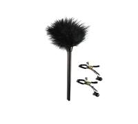 SM Fun Feather Flirt Set SM Flirting Feathers Teaser Feather Stick & Nipple Clamp Fun Stick SM Toys Foreplay Flirting Sex Toys Adult Fun Feather Teaser Tool