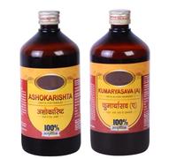 sm Kumaryasava & Ashokarishta Syrup Combo Pack of 2 | Useful in Liver & Feminine Disorders - (450 ml Each)