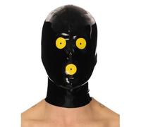 SM Latex Hood Full Face Mask with Yellow Eye and Mouth Holes Suitable for Novelty Cosplay Club Costumes(Size:M-65CM)