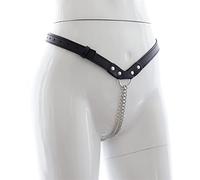 SM Leather Chastity Pants Women's Chastity Pants Sexy Metal Chain Hollow Out Women's Sexy Chastity Pants Binding Pants