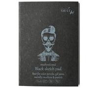 SM.LT Authentic Black Sketchbook - Ideal for Coloured Pencils, Gel Pens, Metallic Markers, Crayons - A5 - 30 Sheets - 165gsm 5EA-30/BLACK