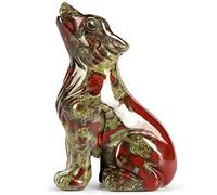SM SMQARTCRYSTAL 2" Dragon Blood Stone Carved Crystal Wolf Statue and Figurine Ornament Wildlife Animal Wolves Sculpture Wolf Gifts For Men Women