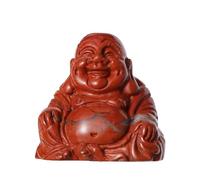 SM SMQARTCRYSTAL 2" Ocean Jasper Crystal Laughing Happy Buddha Statue Buddha Ornaments Sitting Sculpture Decor Zen Yoga Figurine Feng Shui Good Luck Indoor Home (Red Jasper)