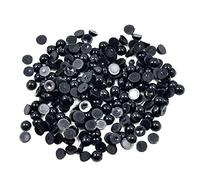 SM SunniMix Black Pearls with Flat Back Semicircular Pearls to Decorate Bateln, Black, 6mm