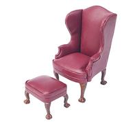 SM SunniMix Modern 1/12 Scale Miniature Dollhouse PU Leather Arm Sofa Furniture Decor Accessory, Red Single Sofa