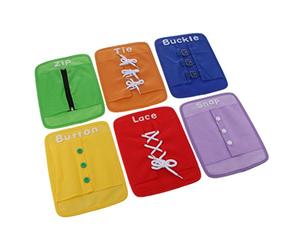 SM SunniMix Montessori Material Early Learning Basic Life Skills Dress Boards - Zip, Snap, Button, Buckle, 6 pcs/set, baby Preschool Toy