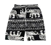 SM SunniMix Womens Mens Beach Shorts Elephant Printed Short Pants Polyester Loose Fit Oversized Hippie Shorts Beach Trunks for Travel Walking Party Ladies, Black White Stripes
