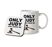 SM063 Only Judy Can Judge Me - 11 Oz Mug & Matching Coaster Set | Gag Gift for Fans, Lawyers, Men, Women