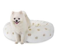 SM4BED 23 Inch Christmas Snowflakes Calming Dog Bed for Small Dogs Cats, Kitty Puppy Round Anti-Anxiety Warm Bed, Soft Cozy Anti-Slip Donut Washable Pet Bed, Fits up to 30 lbs Pets