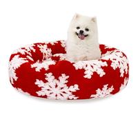 SM4BED 23 Inch Christmas Snowflakes Calming Dog Bed for Small Dogs Cats, Kitty Puppy Round Anti-Anxiety Warm Bed, Soft Cozy Anti-Slip Donut Washable Pet Bed, Fits up to 30 lbs Pets