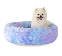SM4BED 23 Inch Christmas Snowflakes Calming Dog Bed for Small Dogs Cats, Kitty Puppy Round Anti-Anxiety Warm Bed, Soft Cozy Anti-Slip Donut Washable Pet Bed, Fits up to 30 lbs Pets
