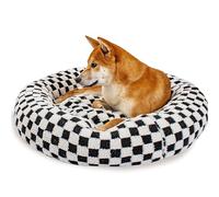 SM4BED 31 Inch Calming Dog Bed for Medium Dogs, Round Anti-Anxiety Warm Bed, Soft Cozy Anti-Slip Donut Washable Pet Bed, Fits up to 50 lbs Pets