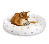 SM4BED 31 Inch Christmas Snowflakes Calming Dog Bed for Medium Dogs, Round Anti-Anxiety Warm Bed, Soft Cozy Anti-Slip Donut Washable Pet Bed, Fits up to 50 lbs Pets