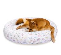 SM4BED 31 Inch Christmas Snowflakes Calming Dog Bed for Medium Dogs, Round Anti-Anxiety Warm Bed, Soft Cozy Anti-Slip Donut Washable Pet Bed, Fits up to 50 lbs Pets