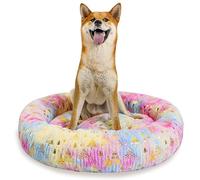 SM4BED 31 Inch Christmas Tree Calming Dog Bed for Medium Dogs, Round Anti-Anxiety Warm Bed, Soft Cozy Anti-Slip Donut Washable Pet Bed, Fits up to 50 lbs Pets