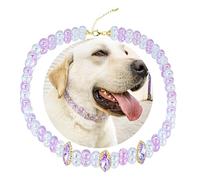 SM4BED Dog Collar Necklace with 2 Row Glossy Shiny Beads Purple Rhinestones, Adjustable Bling Diamond Double Layered Pet Jewelry for Large Dogs, XXL 20.5IN