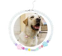 SM4BED Dog Collar Pearl Necklace, White Beads with Cute Love and Adorable Cherry Blossom, Adjustable Pet Jewelry for Large Dogs, XXL 20.5IN