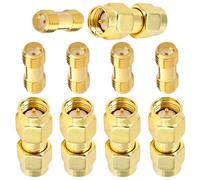 SMA Connector Kit 10PCS,SMA Male to Male & Female to Female FPV Antenna Barrel Adapter Gender Changer,Gold-Plated Brass Low Loss for Antenna,Baofeng,Yaesu,Audio,Radio,Wireless LAN Device,Coaxial Cable