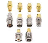 SMA male to BNC/UHF/MCX/SMB/TV/TNC female adapter kit, 10 types, gold-plated nickel