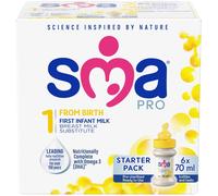 SMA PRO First Infant Baby Milk Starter Pack, Ready to Drink, From Birth (6x70ml)