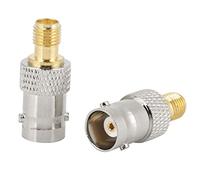 Akozon SMA to BNC RF Adapter Connector Kits, BNC Female to SMA Female Connectors 2pcs Copper PTFE Type RF Connector Coaxial Adapter Test Converter