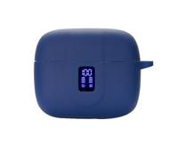 smaate Earbuds Case Compatible with TAGRY X08 Wireless Headphone, Silicon Protective Cover with Keychain, with Window for LED Display (Blue)