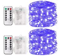 Smacen 2 Pack 16.4 Ft 50 Led Black Light Fairy Lights, UV Fairy Lights Battery Operated with Remote & Timer, 8 Modes UV Black String Lights for Glow Party Body Paint Halloween Décor