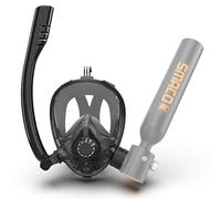 SMACO Full Face Snorkel Mask with K2 Connector Compatiable with 0.5L/0.7L Mini Scuba Tanks, Scuba Mask with Anti-Fog& Leak Flat Lens and Camera Mount Support Both Snorkeling&Diving Within 10m