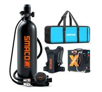 SMACO Mini Scuba Tank 2L Scuba Tank with 25-30 Minutes Backup Diving Air Tank Kit Portable Diving Gear for Underwater Exploration Emergency Rescue Pony Bottle with Aluminum Hard Case S700 PLUS