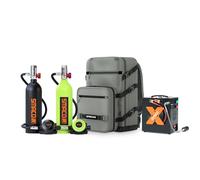 SMACO Mini Scuba Tank S400 1L Portable Diving Tank (2 Pcs) Reusable Scuba Pony Bottle Backup Dive Air Cylinder with 15-20 Minutes Family and Buddy Kit for Underwater Exploration Rescue C BLACK/GREEN