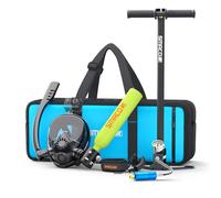 SMACO Mini Scuba Tank with Snorkel Mask 0.5L Portable Small Diving Tank with Full Face Diving Mask Reusable Pony Bottle Diving Cylinder Kit for Snorkeling Recreational Diving S300Plus