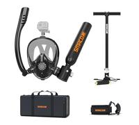 SMACO Scuba Tank with Sub-Mask Mini Scuba Tank 0.5L Provide About 6 Minutes Underwater Breath Within 30ft Diving Depth, Small Scuba Tank Diving Tanks with Hand Pump for Shallow Water Diving, Black
