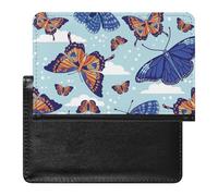 SMACQ Passport Holder Blue Butterfly Passport Cover Case Waterproof Travel Wallet for Women Men