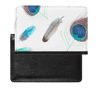 SMACQ Passport Holder Blue Peacock Feather Passport Wallet Pu Leather Passport Cover for Women Men