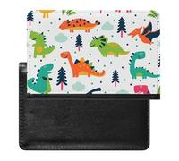 SMACQ Passport Holder Cartoon Dinosaur Passport Cover Case Waterproof Travel Wallet for Women Men