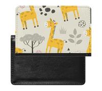 SMACQ Passport Holder Cartoon Giraffe Passport Wallet Pu Leather Passport Cover for Women Men