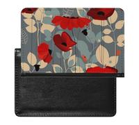 SMACQ Passport Holder Red Flower Passport Cover Case Waterproof Travel Wallet for Women Men