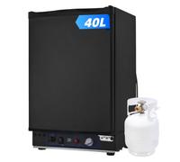 Smad 3 Way Fridge 40L - 12V 240V Gas Fridge for Camping, Super Quiet | Caravan, Campervan, Van, Motorhome, Garage, Truck, Tent, RV, Mobil-Home, Black, 0dB, LED, 0℃-10℃