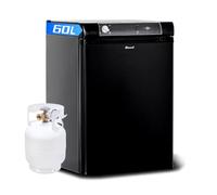 Smad Camping Fridge 60L, 3 Way Fridge Camping Gas 12V 240V for Caravan | Campervan, Van, Motorhome, Garage, Truck, Tent, RV, Mobil-Home, 0dB, 0-10°C, Black