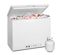 Smad Gas Freestanding Chest Freezer, 200L Camping Fridge 240V/Propane Gas For Campervan, Caravan, Motorhome, Garage, Home, 0dB, Large Capacity, Adjustable Feet, -12℃-0℃ White with Lock, Basket