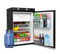 Smad Gas Fridge Freezer 100L, 3 Way Fridge Freezer Camping Gas 240V 12V for Off-grid, Caravan, Campervan, Van, Motorhome, Garage, Truck, Tent, RV, Mobil-Home, 0dB, Black