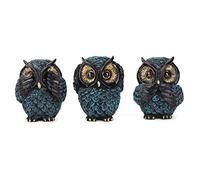 Smadeer Owl Ornament Set of 3 Figurine Home Decor Retro Animal Statue Gift | Owl Figurine Set Of 3 See Hear Speak No Evil Ornament Retro Statue Home Decor Shelf Bedroom Gift Mum Grandma Bird Lovers