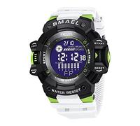 SMAEL Mens Digital Sports Watch, Large Face Waterproof Military Watches for Men with LED Date Alarm Stopwatch Simple Men's Wrist Watches, 8050 White, Large Face