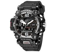 SMAEL Men's Military Watch Outdoor LED Digital Watch Waterproof Tactical Army Wrist Sports Watches for Men 8072, Black Silver-8072, Fashion & Casual & Sports