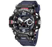 SMAEL Men's Military Watch Outdoor LED Digital Watch Waterproof Tactical Army Wrist Sports Watches for Men 8072, Navy Blue-8072, Fashion & Casual