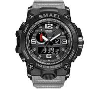 SMAEL Men's Watch, Sports Wrist Watch with Quartz Dual Movement, Analog-Digital Display Watches for Men, Grey
