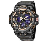 SMAEL Men's Watches Military Sports Outdoor Waterproof Wrist Watch Multi Function Tactics LED Date Alarm Digital Analog Watches,Rose Gold