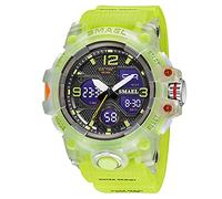 SMAEL Men's Watches Military Sports Outdoor Waterproof Wrist Watch Multi Function Tactics LED Date Alarm Digital Analog Watches,Fluorescent Green