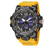 SMAEL Men's Watches Military Sports Outdoor Waterproof Wrist Watch Multi Function Tactics LED Date Alarm Digital Analog Watches,Orange